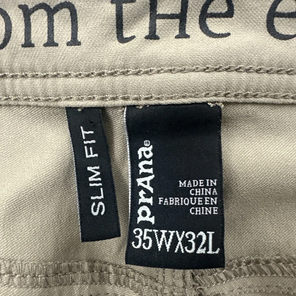 Prana Brion Slim Fit Pants Taupe Nylon Outdoor Hiking Performance Men 35 x 29.5